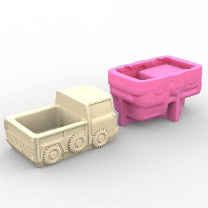 Geometric Small Truck Gypsum Silicone Molds Storage Box Mold for Making Succulent Plant Pot Flower Pot Pen Holder