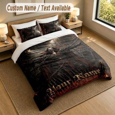 3Pcs Bedding Set Custom Name Text, 1 Sheet 2 Pillowcases Home Bed DecorDracula