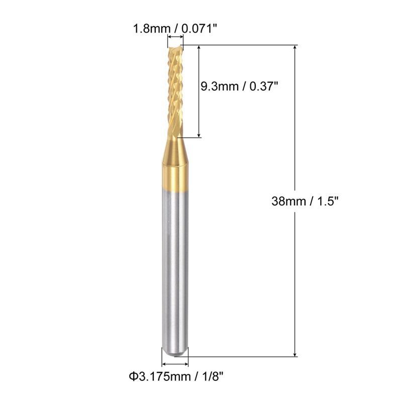 A84X-10PCS Titanium Coat Carbide End Mill Engraving Milling Cutter CNC Router Bits For PCB Machine, 1/8 Inch Shank