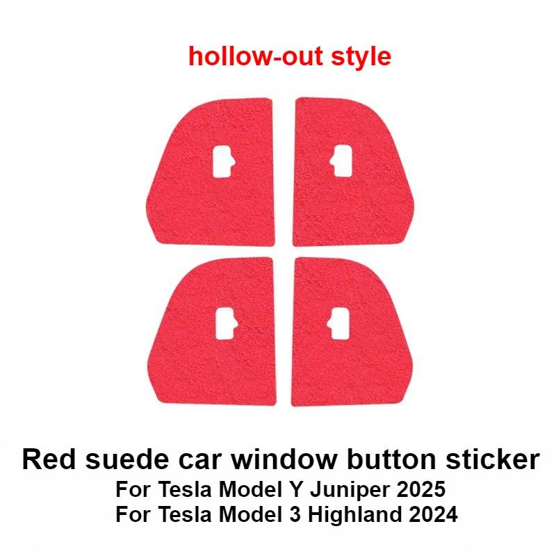 4PCS Car Door Switch Button Panel Cover Sticker For Tesla Model 3 Y Juniper 2017-2026 Car Interior Decoration Car Accessories
