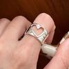 BF CLUB 925 Sterling Silver Rings For Women Open Minimalist Retro Heart Ring Creative Anillos Bague Fine Jewelry
