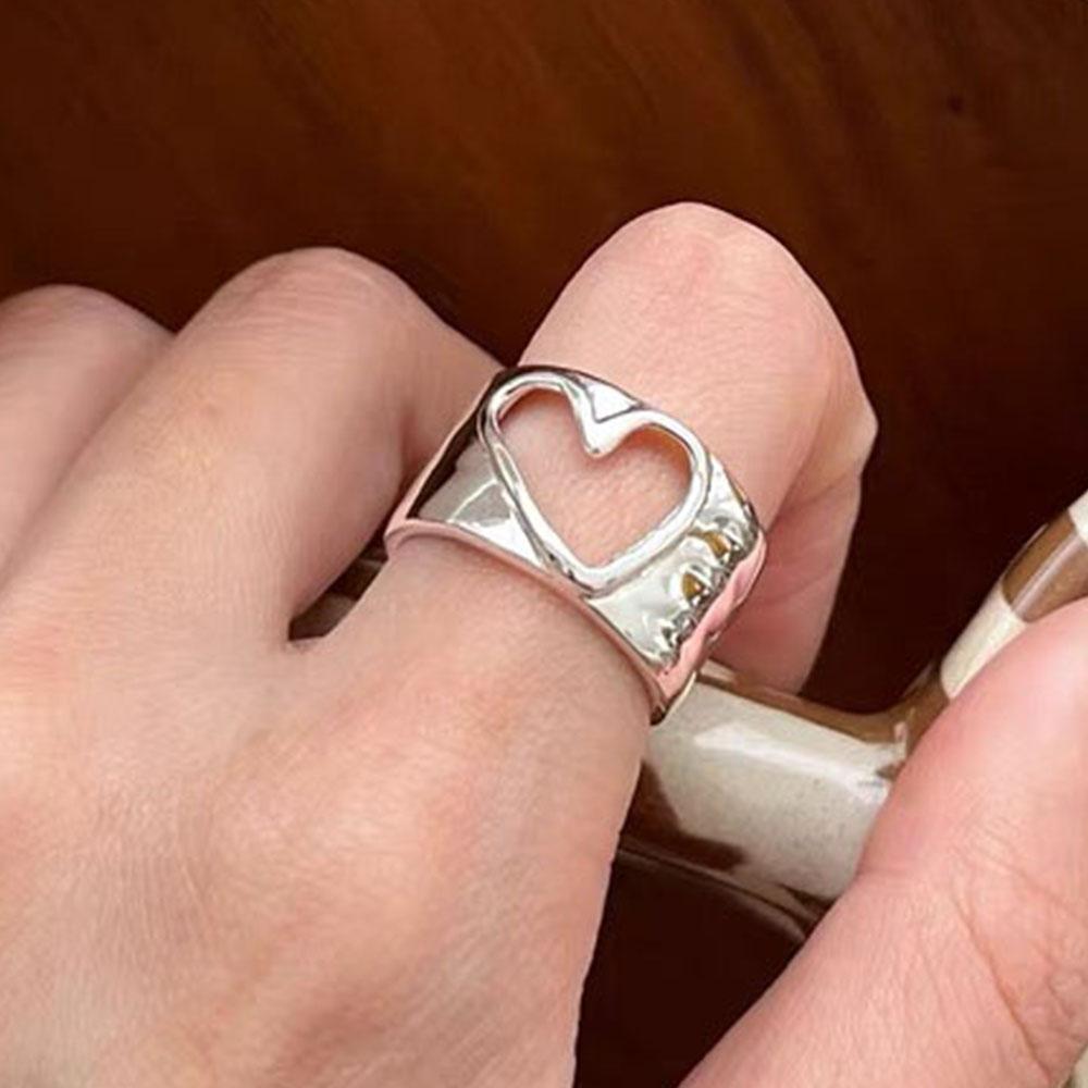 BF CLUB 925 Sterling Silver Rings For Women Open Minimalist Retro Heart Ring Creative Anillos Bague Fine Jewelry