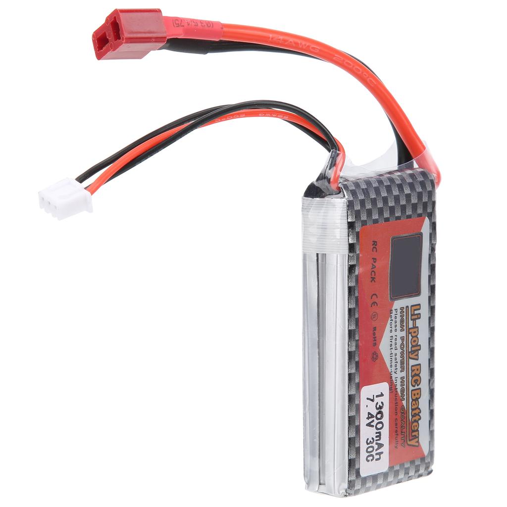 7.4V 1300mAh 30C Lipo Battery with T Plug Rechargeable Lithium Battery for Remote Control Car Boat Airplane