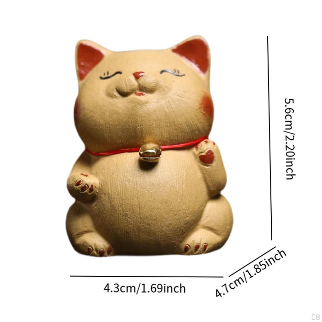 Cat Statue Tea Pet Bookshelf Decorative Crafts Desktop Animal Sculpture Ornament for Lovers