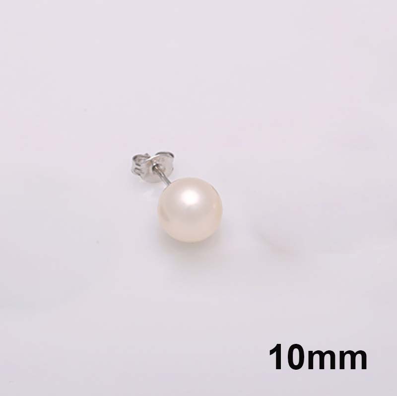 925 Sterling Silver Jewelry Natural Round Pearl Earrings Jewelry For Women 6-8-10mm Freshwater Simple Pearl earring Friend Gift