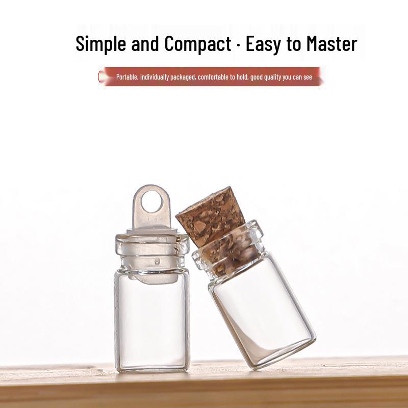 10mm Glass Tube Bottle with Mini Wood Cork, Handmade for DIY or Message Storage.
