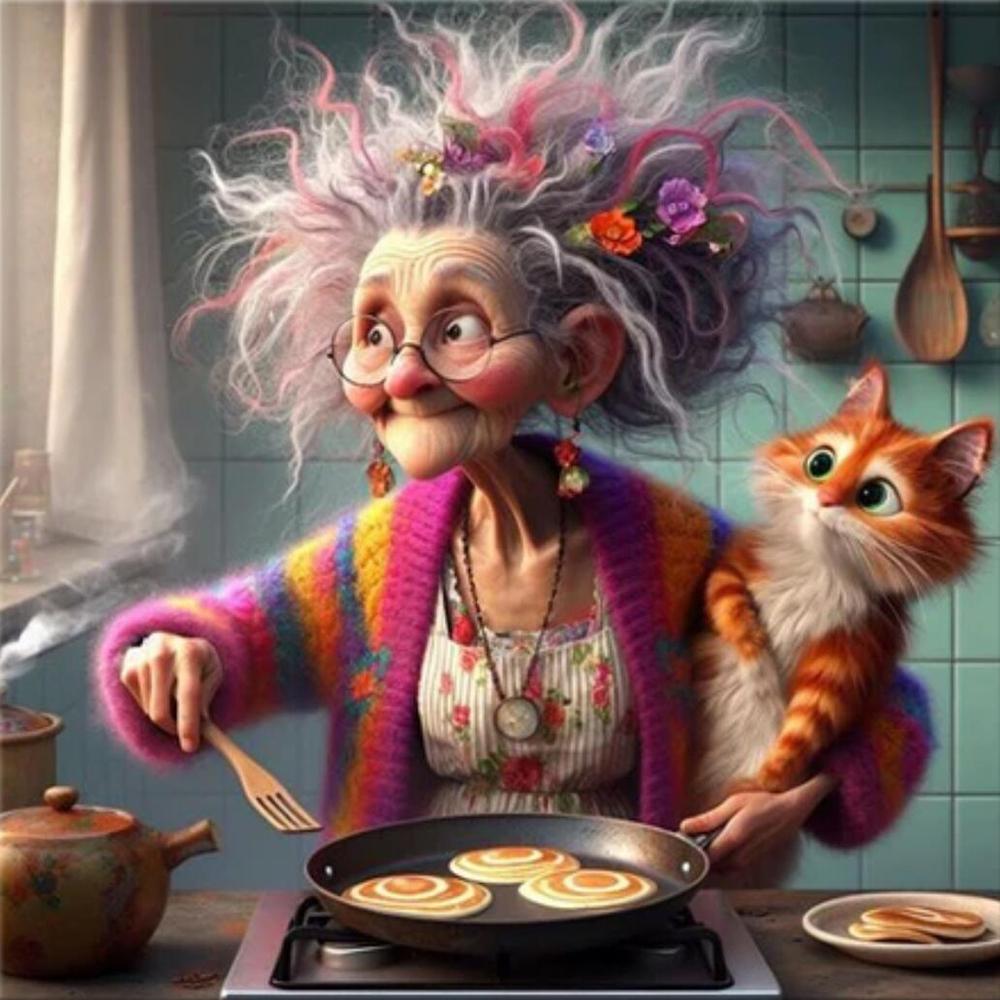 Happy and Funny Grandma Cooking DIY Diamond Painting Portrait New 2024 Full Diamond Embroidery Handmade Mosaic For Home Decor J3939
