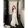 Spot pleated suspender dress women's spring summer pure desire wind waist thin word sleeveless long dress French dress