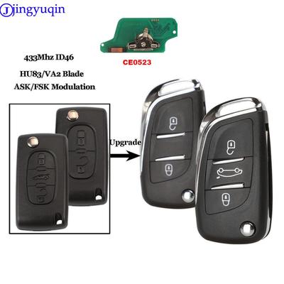Jingyuqin Ce0523 ASK/FSK 2/3 Button Remote Car Key For Citroen C2 C3 C4 C5 433Mhz ID46 Modified Flip Folding Car Key Control