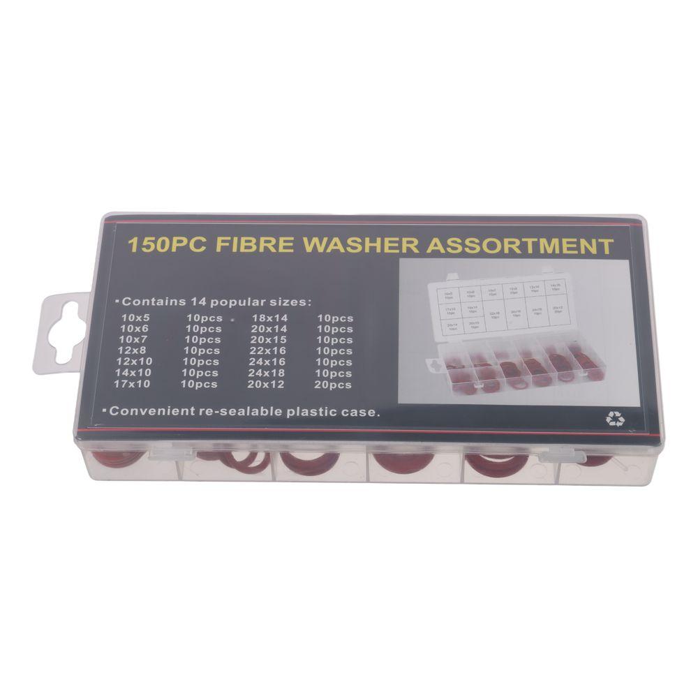 150Pcs Red Flat Washers 14 Sizes Insulation Washer with Plastic Box Flat Ring Washers