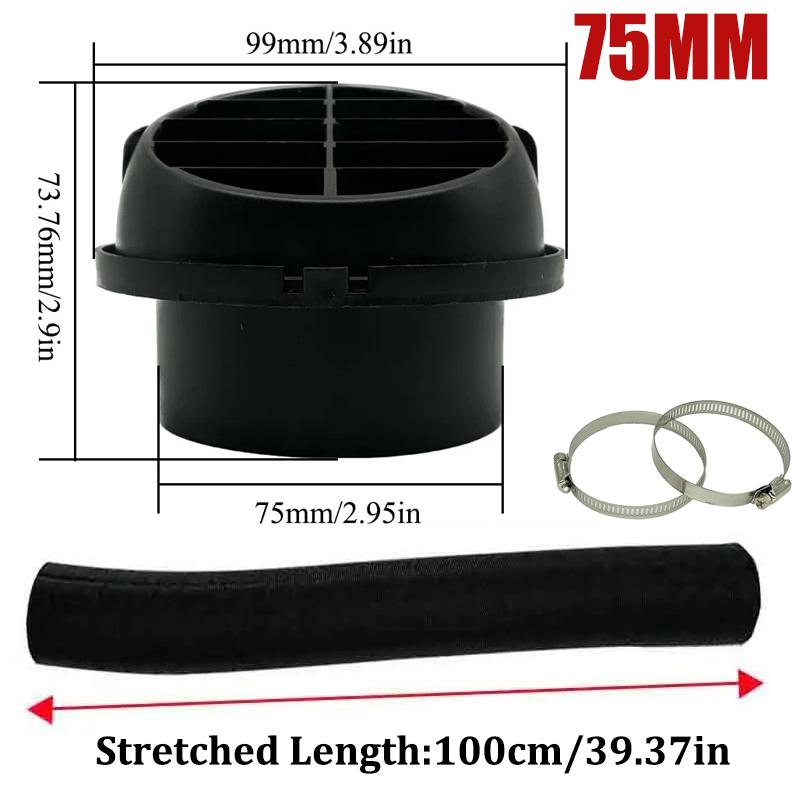 42mm 60mm 75mm 90mm Car Air Diesel Parking Heater 1x Air Outlet Vent + 1x Warm Duct Pipe + 2x Clamps For Webasto Eberspacher