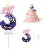 Birthday Number 1 Candles, Mermaid Theme Birthday Candles for Cake, Pink Purple Numeral Candle Cake Topper with Sequins