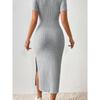 Women's Square Neck Split Hip Dress Square Collar Slim-Fit Slit Hip-Wrapped Dress Female