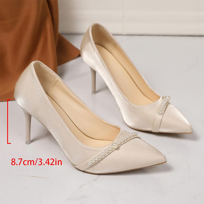 Pearl Chain Decor High Heels Pumps for Women Classic Shallow Pointed Toe Pumps Woman 2025 Autumn Light Comfort Thin Heeled Pumps