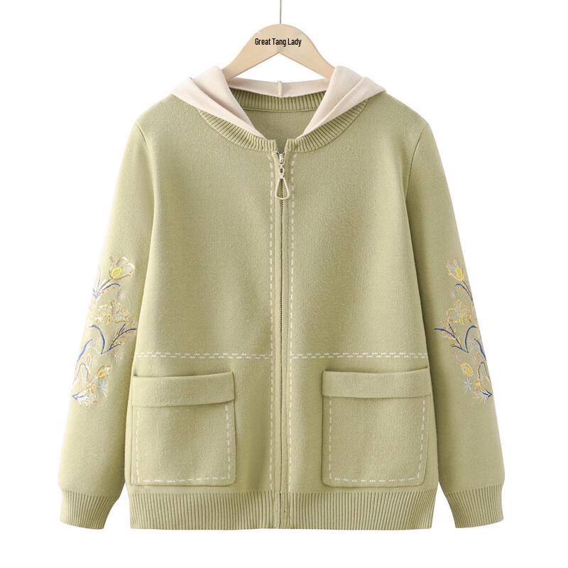 Elderly Women s Loose Hooded Knit Cardigan XL