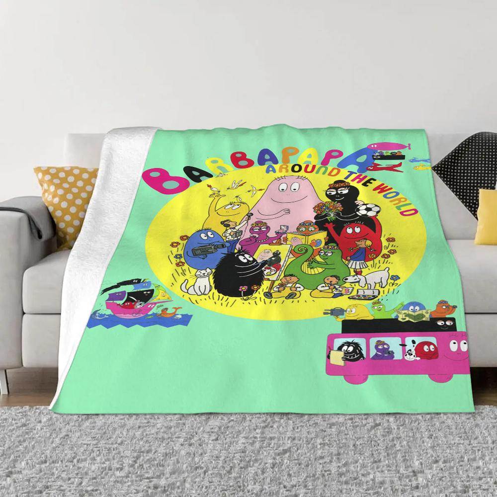 Les-Barbapapa Throw Blanket King Size Fluffy Plaid Throws Blankets for Sofa Luxury Bedding Beach Towel Home and Decoration Knee