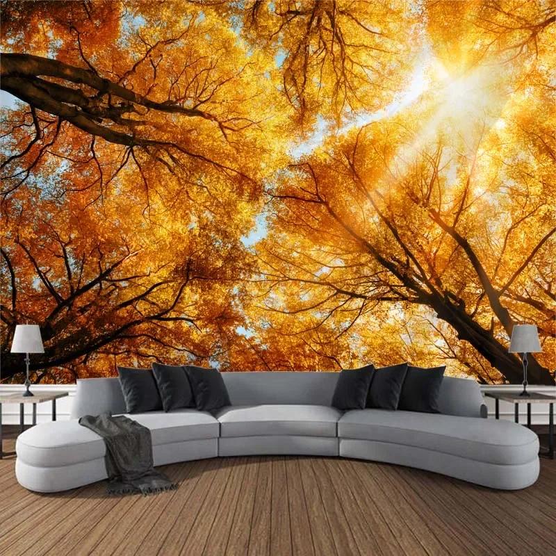 Beautiful Natural Landscape Large Tapestry Forest Waterfall Bohemian Wall Art Decoration Blanket Home Background Cloth Bedspread