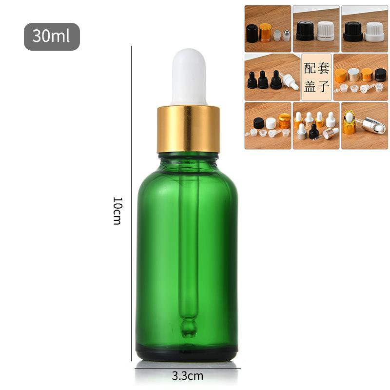 5-100ml Green Glass Essential Oil Bottle, Light-Resistant Refillable Dropper, Empty Serum Blending Container
