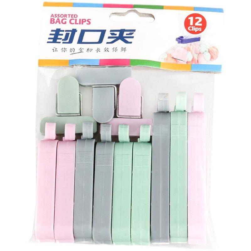 12PCSPortable Kitchen Storage Food Snack Seal Sealing Bag Clips Sealer Clamp Food Close Clip Plastic Tool Kitchen Accessories