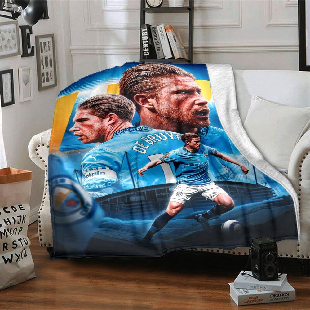 Kevin De Bruyne Football Star Player Portrait Print Flannel Blanket Soft Warm Throw Blanket for Sofa Bed Living Room