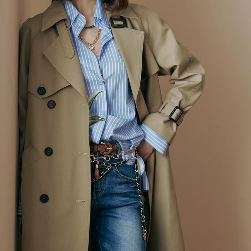 Maxza Classic Double Breasted Trench Coat Ze03by500nh