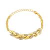 Gold Full Diamond Leaf Women's Bracelet with Extension Chain