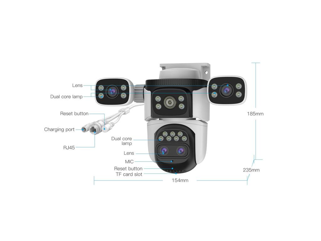 4G Little Eagle O-KAM Pro Smart WiFi Camera with Zoom, 4 Lenses, HD Night Vision, and Waterproof Design