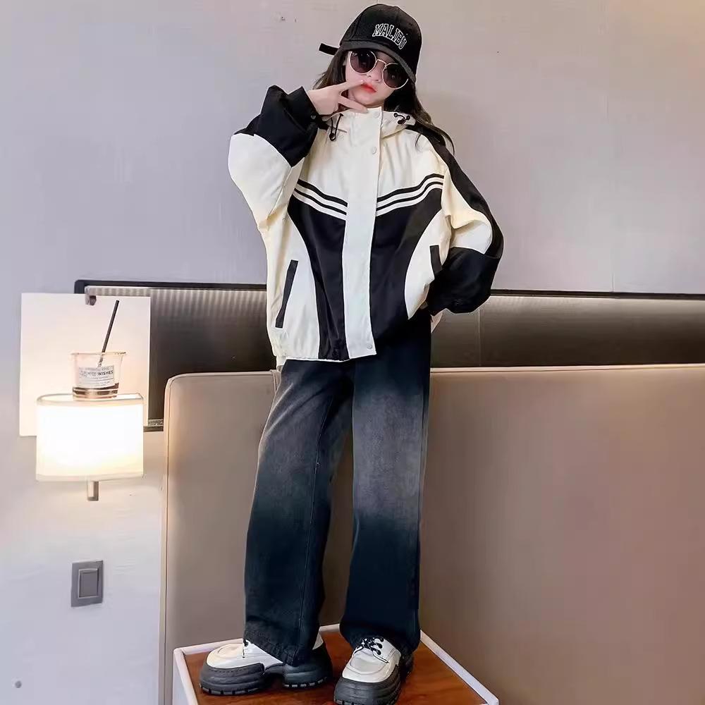 2025 Girls' Spring and Autumn Windbreaker - Fashionable Outerwear for Big Kids