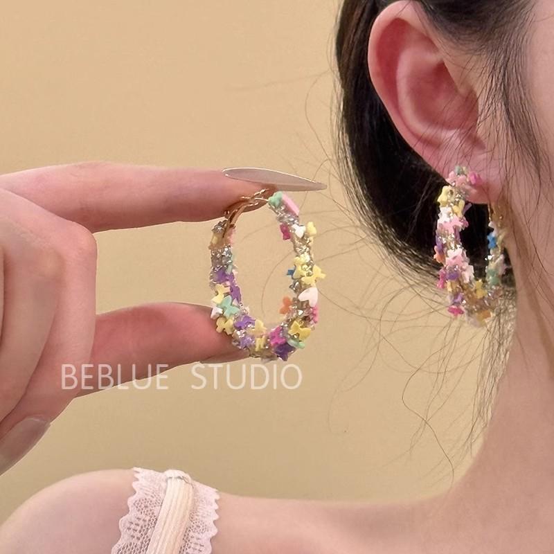 Silver Needle Diamond Star Bow Earrings Exquisite Super Fairy Design Earrings Women's Personality Fashion Temperament Earrings