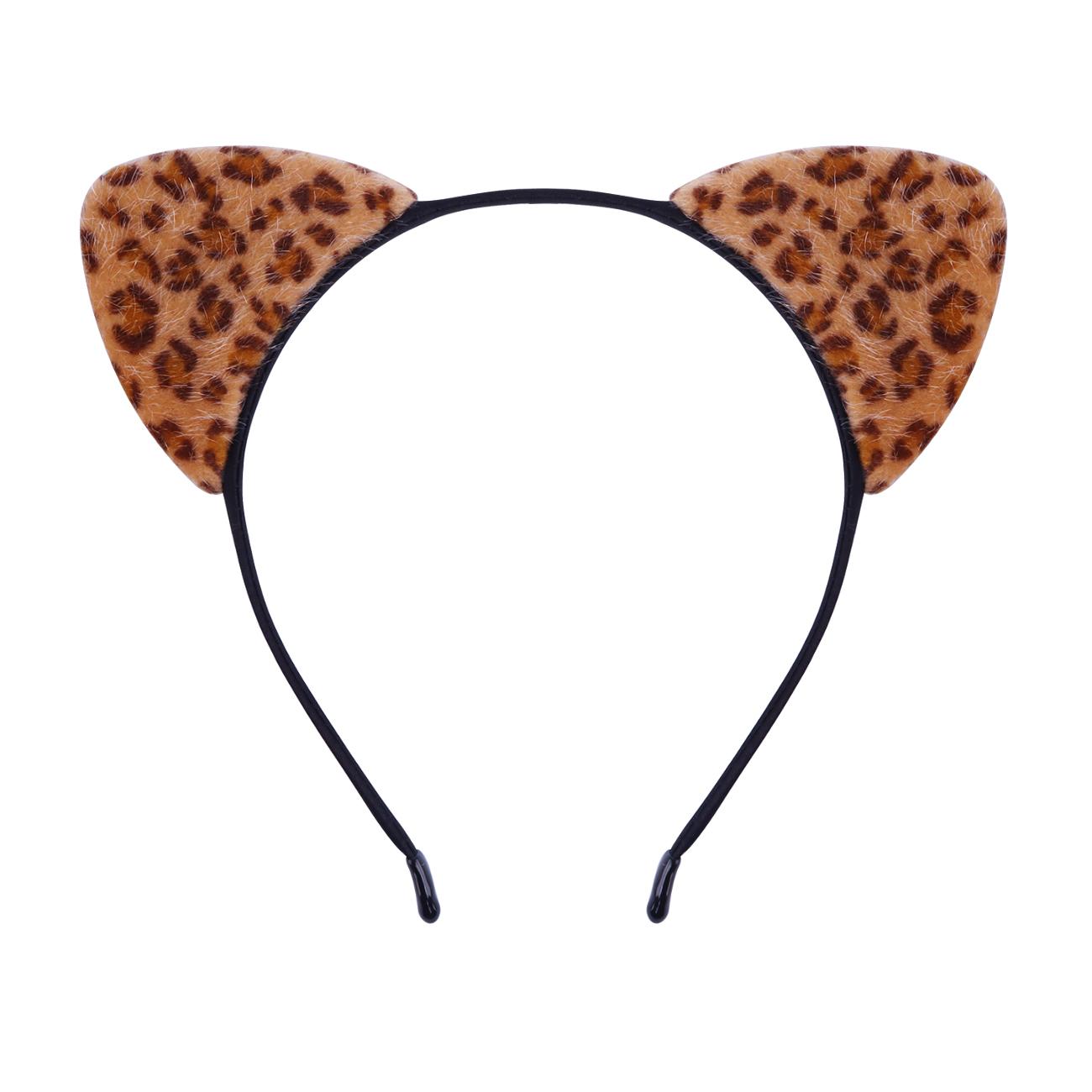 

Ободок с кошачьими ушками с леопардовым принтом и блестками, металлический обруч для волос, женский аксессуар для вечеринок, для повседневной носки, праздничная повязка для волос с кошачьими ушками для девочек