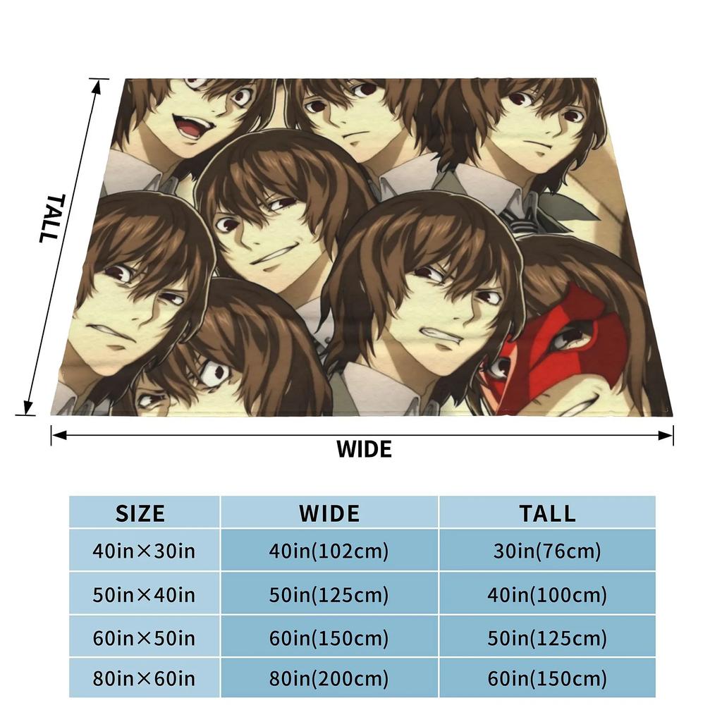 P5R The Many Faces of Goro Akechi Flannel Blanket Custom Throw Blankets for Sofa Bedding Lounge 200x150cm Plush Thin Quilt