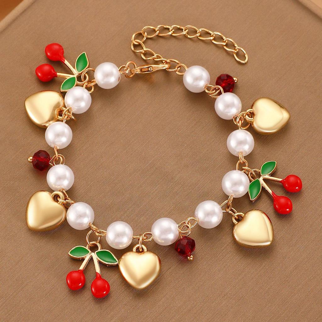 Korean-Style Mori Girl Sweet Cherry Bracelet for Women – Simple INS Design, Niche Style Student Bangle.