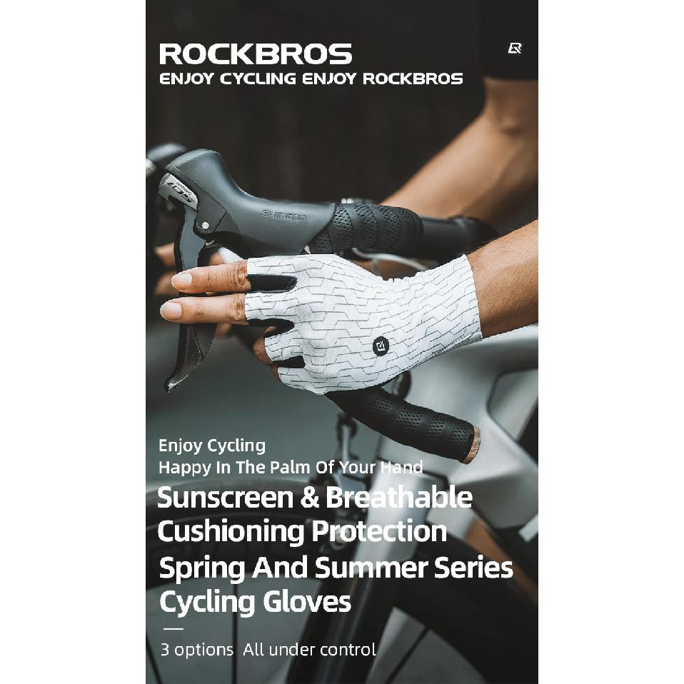 ROCKBROS Cycling Gloves Half Finger Breathable MTB Road Bike Gloves Shock Absorption Thickened Palm Pad Anti-slip Bicycle Gloves