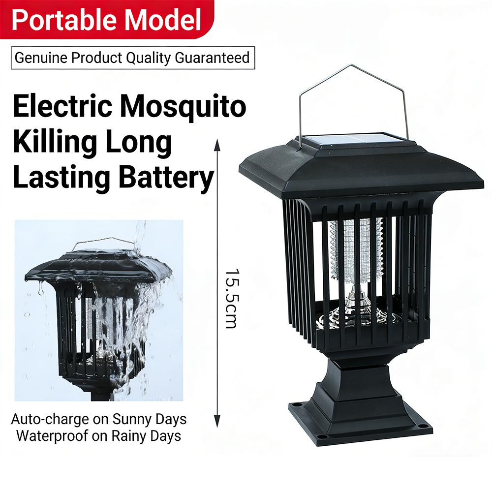 1 Pcs Solar Bug Zapper Outdoor Indoor Waterproof Mosquito Killer Lamp with White and UV Light Portable Cordless Mosquito Insect 0-5W
