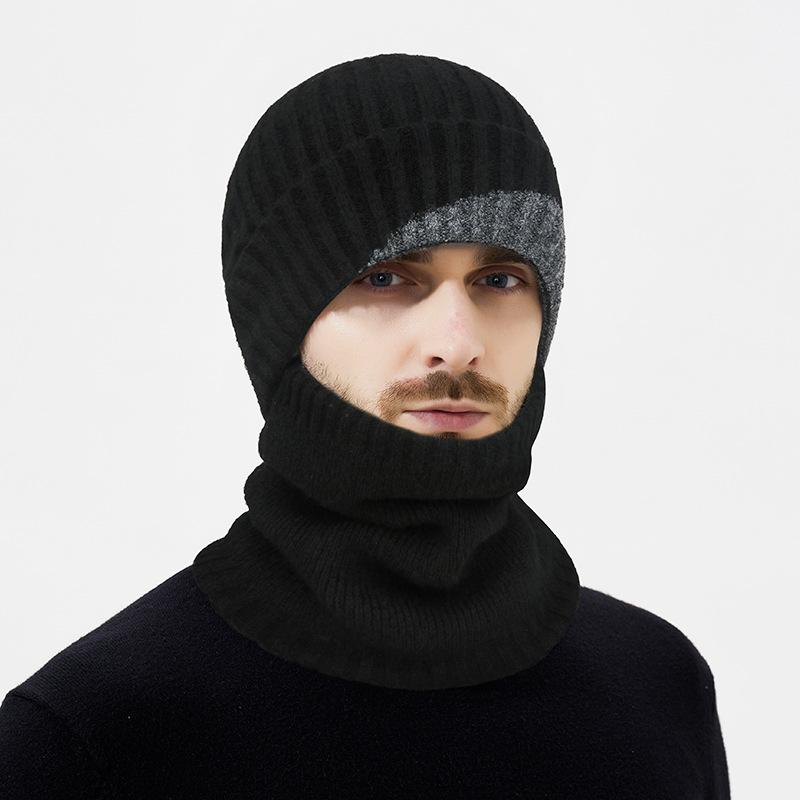 Winter Wool Hat Scarf Two-Piece Warm Wool Hat Men Women Cold-Proof Ear Protection Knitted Hat