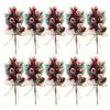 10pcs Festive Christmas Pick Bouquet - Artificial Pinecones and Berries with Rustic Twine, Plastic Floral Picks for Winter Wonderland Ambiance