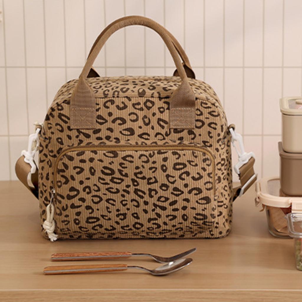 Corduroy Portable Food Pouch Large Capacity Handbag Lunch Bento Bag for Kids Teen Adults Work School Picnic Travel