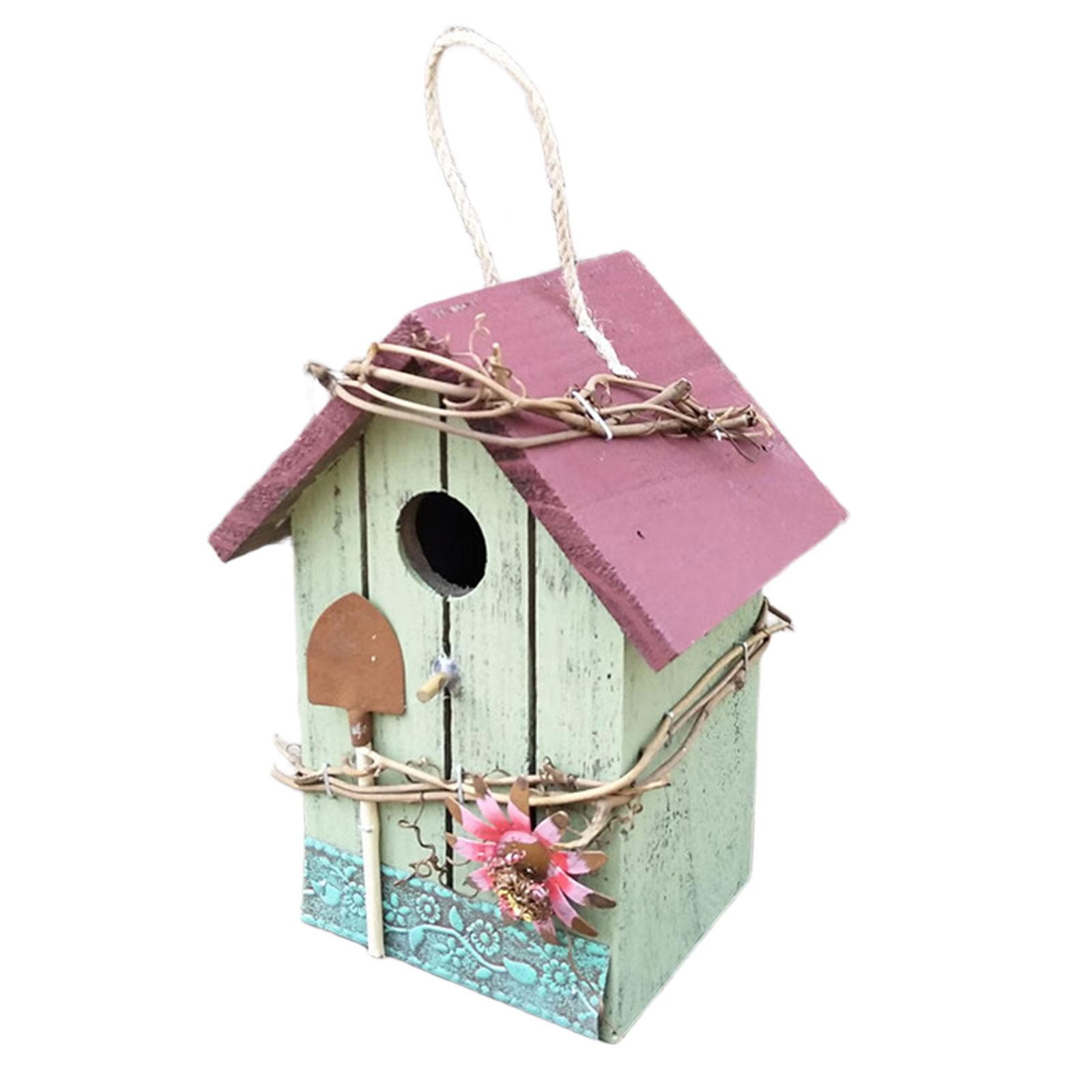 

Protective Wood Bird Nesting Box House Handcraft Wood Bird Breeding House for Hummingbirds Sparrows Bad Weather Proof E