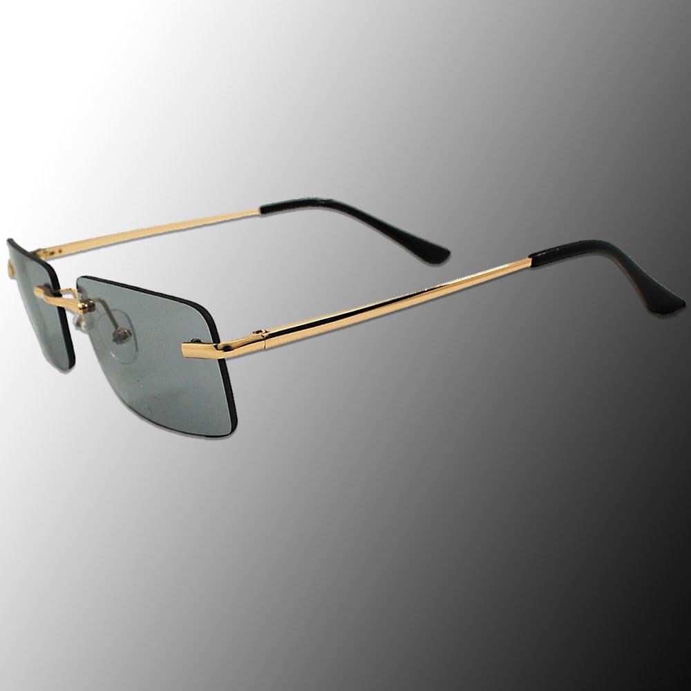 [Eyewear] Rimless, Lightweight, Square-Shaped Sunglasses with UV Protection and Colored Lenses, Unisex, CL-25902 (Light Smoke)