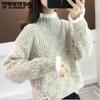 WTEMPO Women's High Neck Knitted Jumper Long Sleeve Turtleneck Sweater Loose Fit Warm Winter Autumn Knitwear Soft Knitted Coat