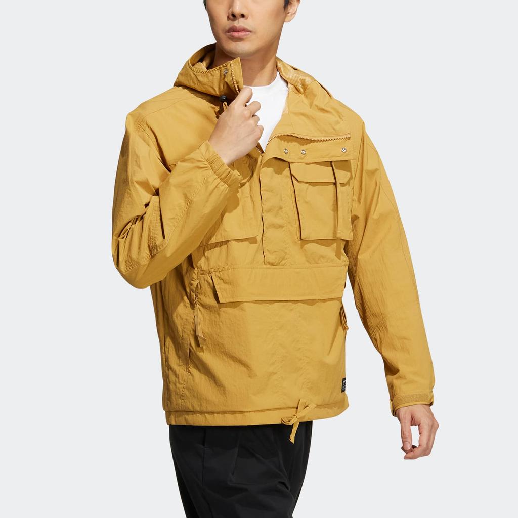 Adidas Preserve Wave Anorak Printed Logo Fitness Hooded Jacket Men Outerwear Yellow HM2700