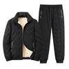 Men's Winter Cotton Suit: Thick Warm Lambskin Coat & Pants Two-Piece Set