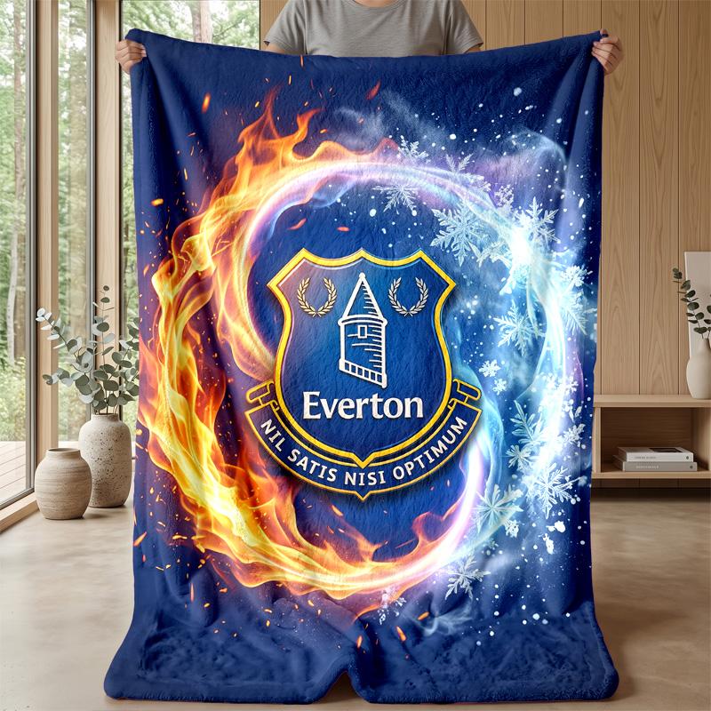 Everton Football Print Flannel Blanket, Soft Warm Lightweight Throw Blanket for Sofa Bed Camping