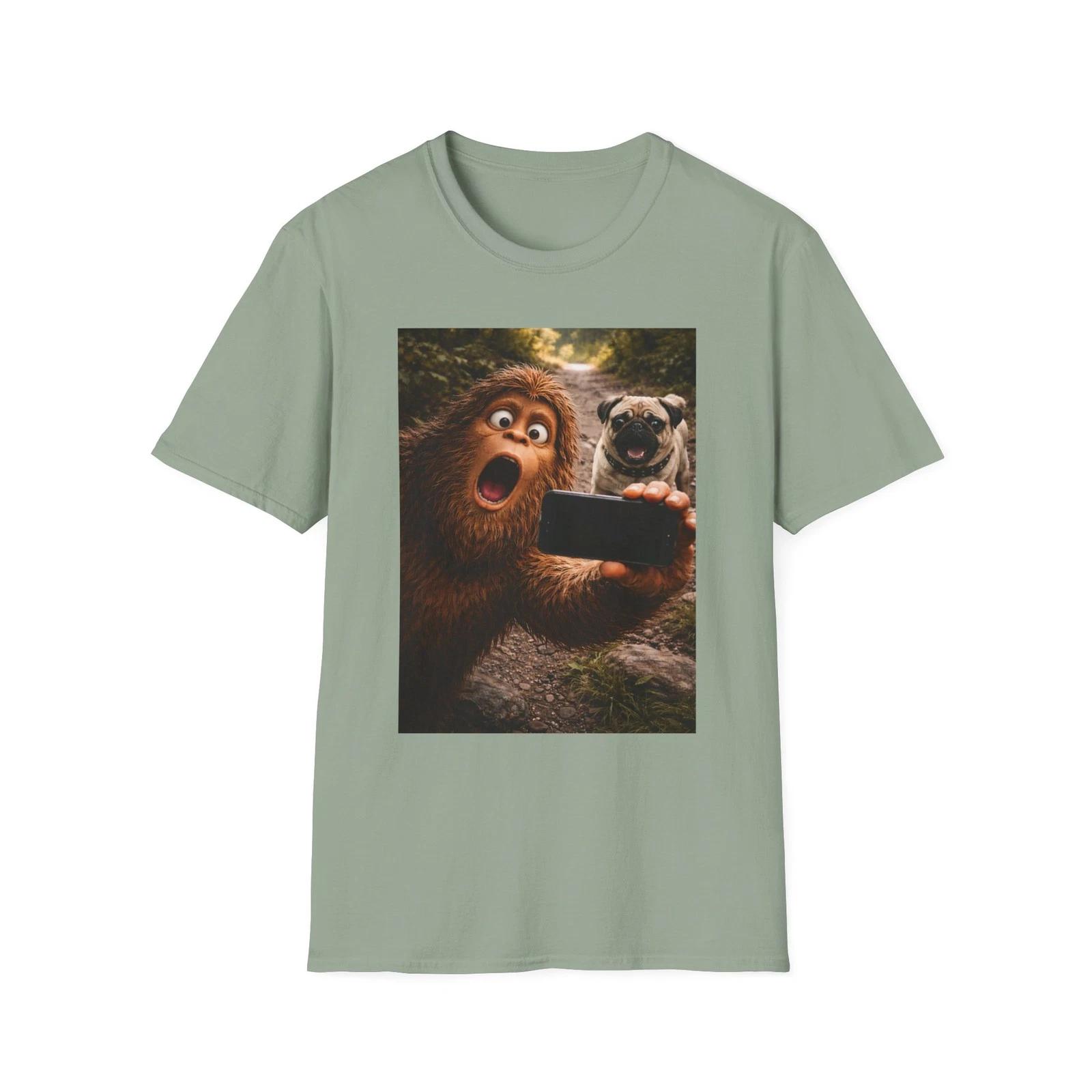 Bigfoot Selfie Children s Children s T  Children s T-shirt | Funny Sasquatch Pug Photo Tee 120