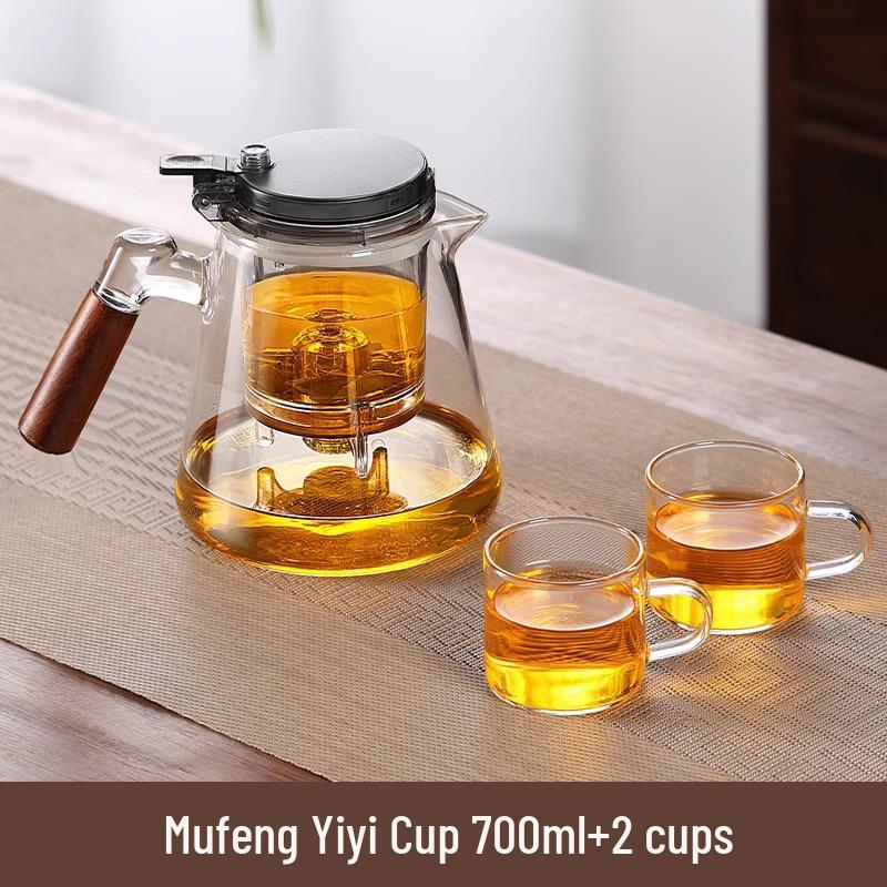 High-Temperature Resistant Glass Teapot with Built-in Tea & Water Separation