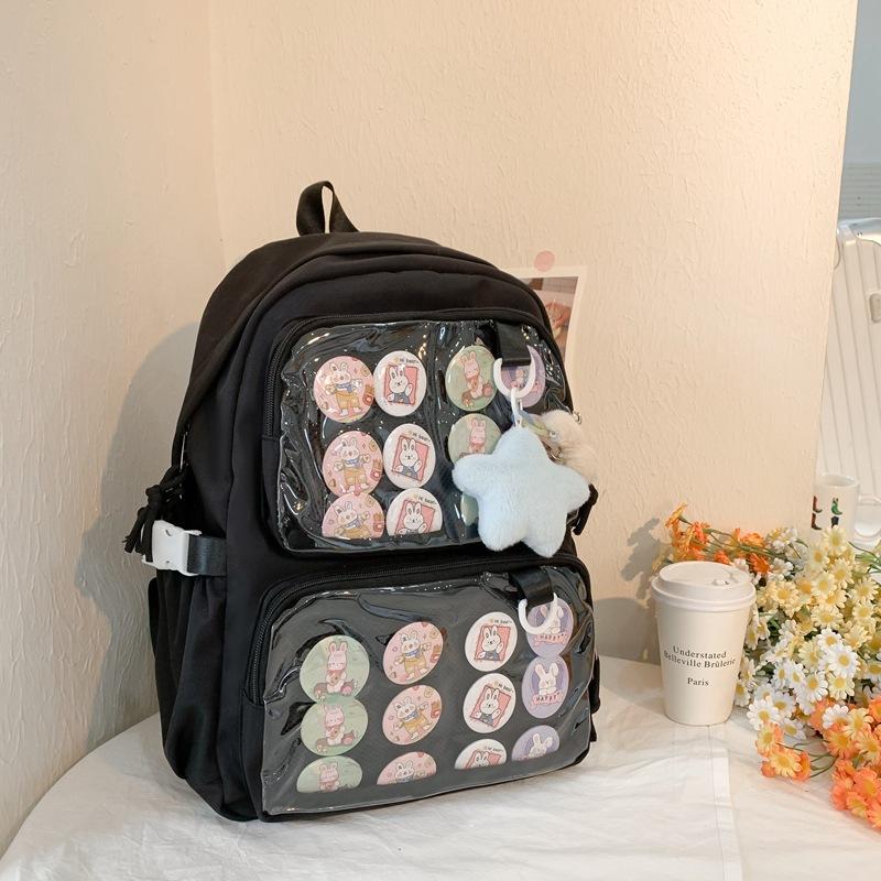 Large Capacity Transparent Backpack College Style Primary and Secondary School Students DIY Decorative High Value Backpack