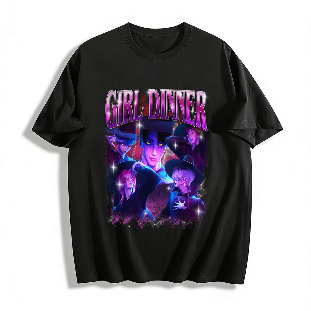 

Funny Cyber Style Aphelios Girl Dinner Print T-shirt Trendy Loose Casual Game Top Pure cotton T-shirt XXS