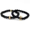 Couple jewelry black frosted stone black diamond volcanic stone mixed wear diamond crown bracelet bracelet set