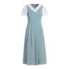 Age reducing contrasting suit collar French fake two-piece dress for women 2024 summer high waisted slim fit A-line skirt