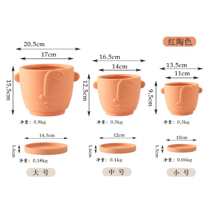 Creative Abstract Face Head Ceramic Flower Pot Home Plant Flower Pot Vase Irregular Portrait Flower Pot Crafts Home Decoration